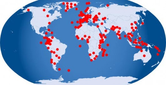 World map grant locations